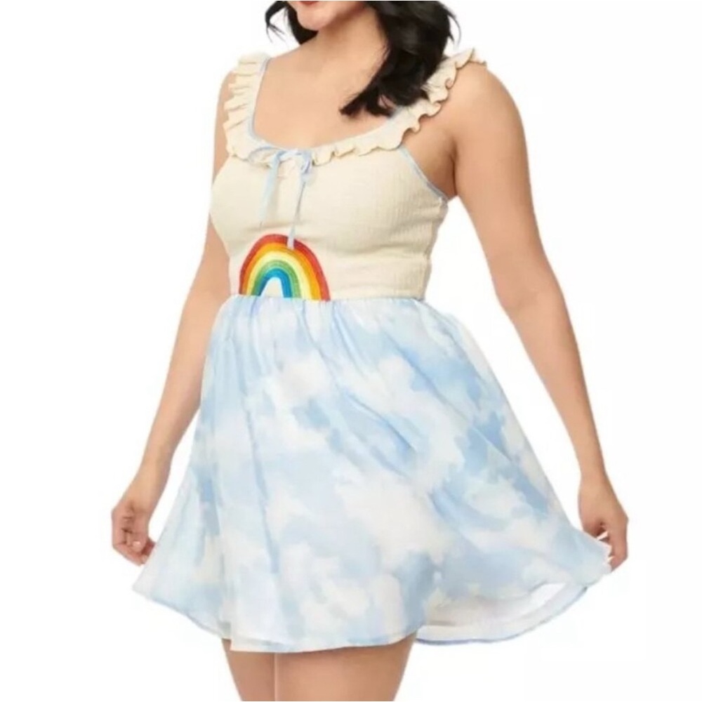 NWT Unique Vintage Rainbow Cloud Dress with Pockets 1X